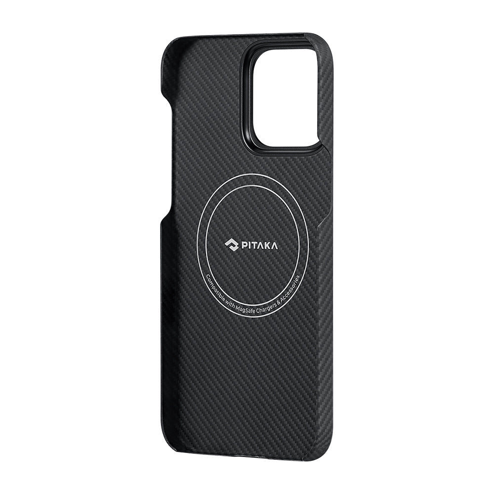 Apple iPhone 15 Pro Max Kılıf M-safe Şarj Özellikli 600D Aramid Fiber Pitaka Tactile Woven Orchestra Serisi Rhapsody Kapak
