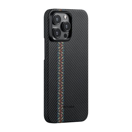 Apple iPhone 15 Pro Max Kılıf M-safe Şarj Özellikli 600D Aramid Fiber Pitaka Tactile Woven Orchestra Serisi Rhapsody Kapak