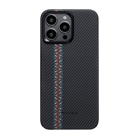 Apple iPhone 15 Pro Max Kılıf M-safe Şarj Özellikli 600D Aramid Fiber Pitaka Tactile Woven Orchestra Serisi Rhapsody Kapak