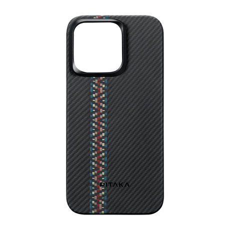 Apple iPhone 15 Pro Max Kılıf M-safe Şarj Özellikli 600D Aramid Fiber Pitaka Tactile Woven Orchestra Serisi Rhapsody Kapak