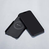 Apple iPhone 15 Pro Max Kılıf M-safe Şarj Özellikli 600D Aramid Fiber Pitaka Ultra-Slim Classic Serisi Black-Grey Twill Kapak