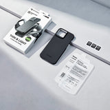 Apple iPhone 15 Pro Max Kılıf M-safe Şarj Özellikli 600D Aramid Fiber Pitaka Ultra-Slim Classic Serisi Black-Grey Twill Kapak