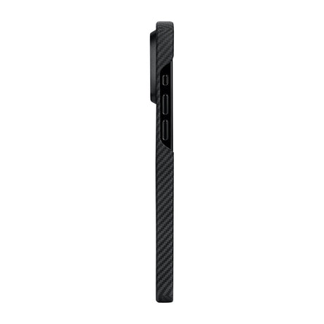 Apple iPhone 15 Pro Max Kılıf M-safe Şarj Özellikli 600D Aramid Fiber Pitaka Ultra-Slim Classic Serisi Black-Grey Twill Kapak