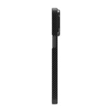 Apple iPhone 15 Pro Max Kılıf M-safe Şarj Özellikli 600D Kevlar Zore Krek Karbon Standlı Kapak