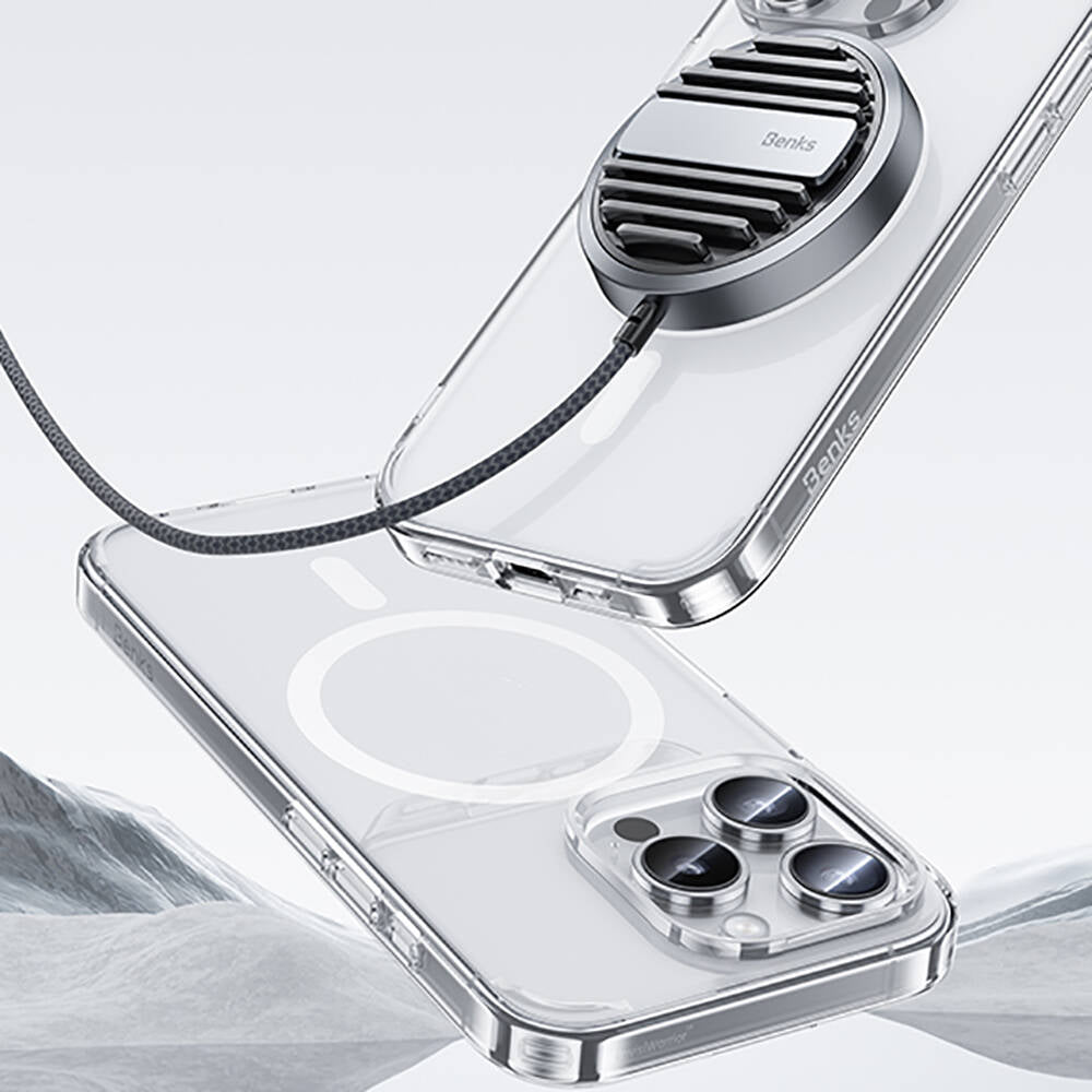 Apple iPhone 15 Pro Max Kılıf M-safe Şarj Özellikli Airbagli Şeffaf Benks LucentPro Serisi Kapak