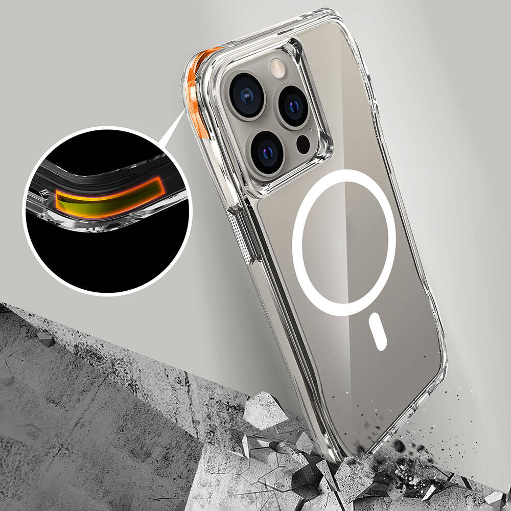 Apple iPhone 15 Pro Max Kılıf M-safe Şarj Özellikli Airbagli Şeffaf Zore İncek Kapak