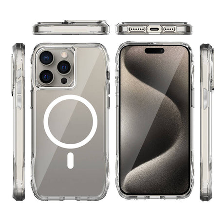 Apple iPhone 15 Pro Max Kılıf M-safe Şarj Özellikli Airbagli Şeffaf Zore İncek Kapak