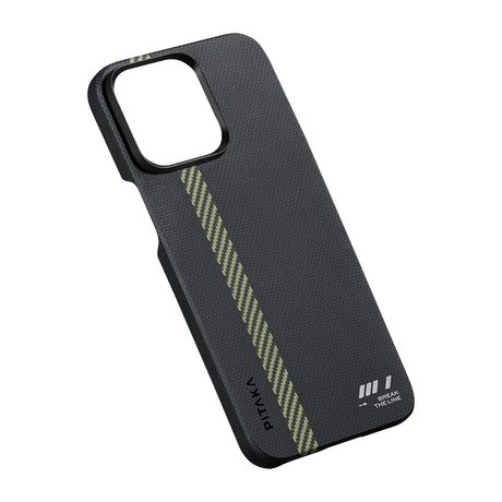 Apple iPhone 15 Pro Max Kılıf M-safe Şarj Özellikli Aramid Fiber Pitaka Tactile Woven Break The Line Kapak