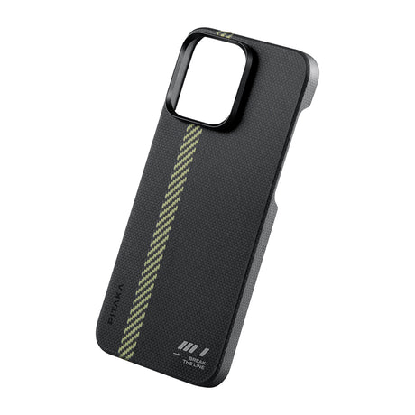 Apple iPhone 15 Pro Max Kılıf M-safe Şarj Özellikli Aramid Fiber Pitaka Tactile Woven Break The Line Kapak