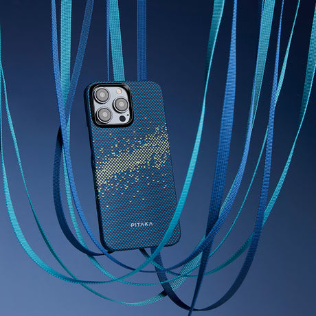 Apple iPhone 15 Pro Max Kılıf M-safe Şarj Özellikli Aramid Fiber Pitaka Tactile Woven Starpeak Serisi Milky Way Galaxy Kapak