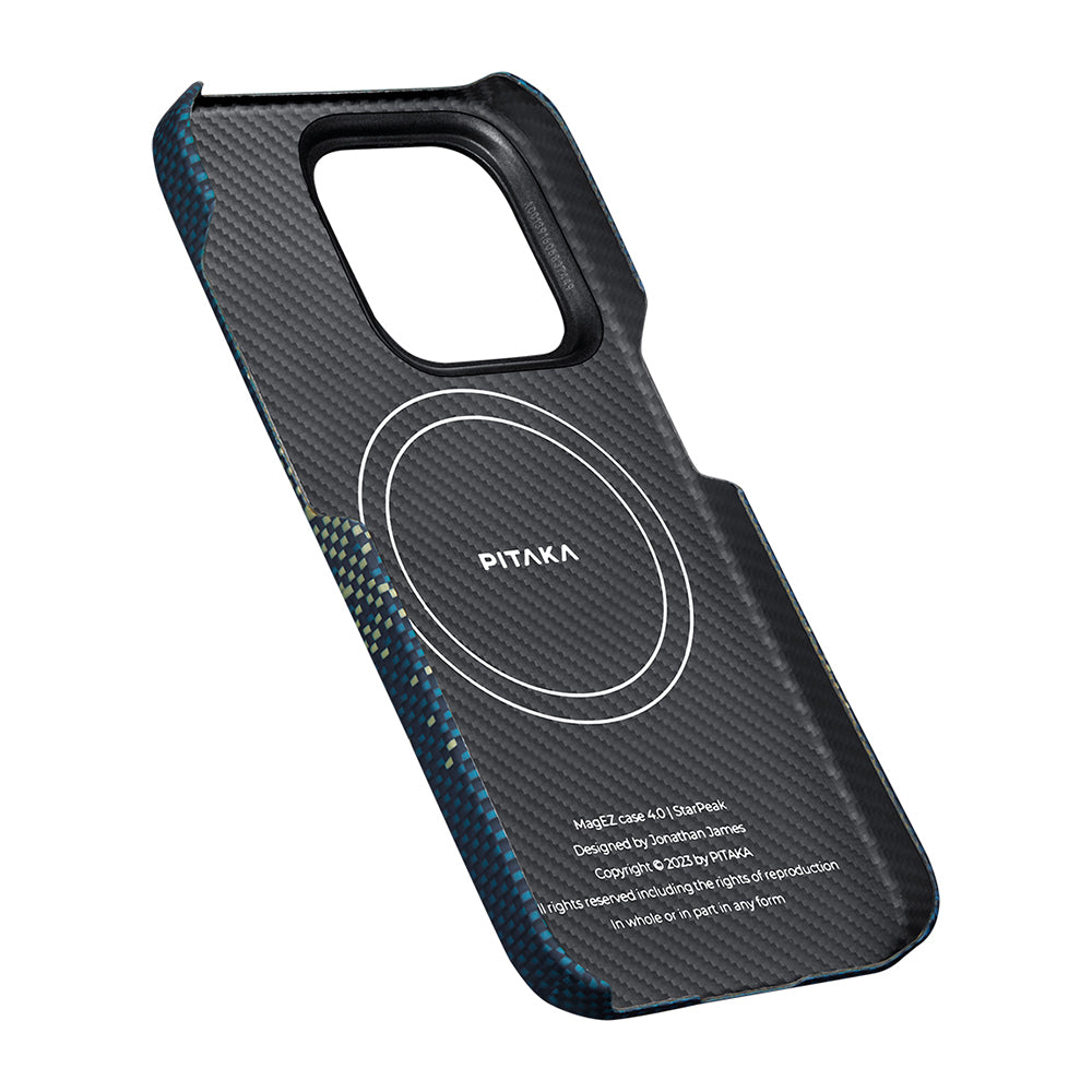Apple iPhone 15 Pro Max Kılıf M-safe Şarj Özellikli Aramid Fiber Pitaka Tactile Woven Starpeak Serisi Milky Way Galaxy Kapak