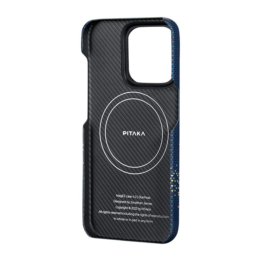 Apple iPhone 15 Pro Max Kılıf M-safe Şarj Özellikli Aramid Fiber Pitaka Tactile Woven Starpeak Serisi Milky Way Galaxy Kapak