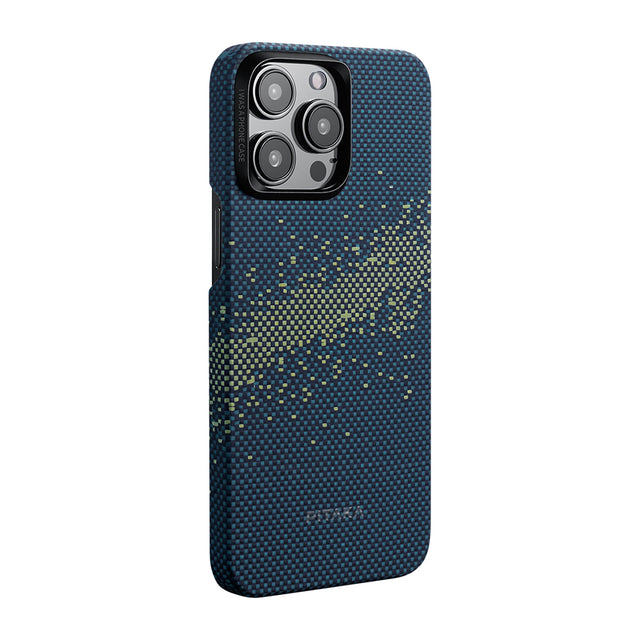 Apple iPhone 15 Pro Max Kılıf M-safe Şarj Özellikli Aramid Fiber Pitaka Tactile Woven Starpeak Serisi Milky Way Galaxy Kapak