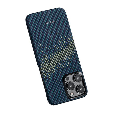 Apple iPhone 15 Pro Max Kılıf M-safe Şarj Özellikli Aramid Fiber Pitaka Tactile Woven Starpeak Serisi Milky Way Galaxy Kapak