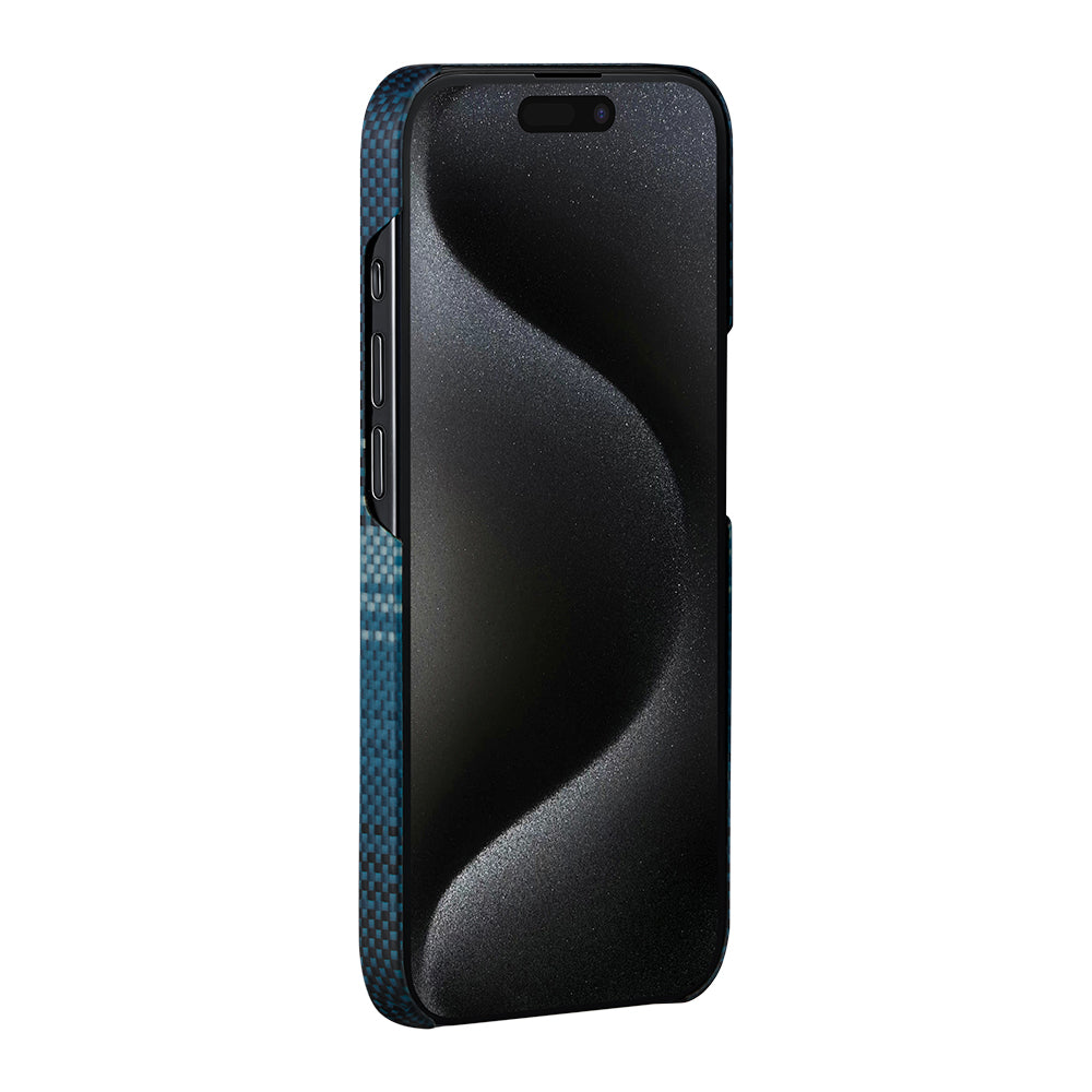 Apple iPhone 15 Pro Max Kılıf M-safe Şarj Özellikli Aramid Fiber Pitaka Tactile Woven Sunset-Moonrise Serisi Moonrise Kapak