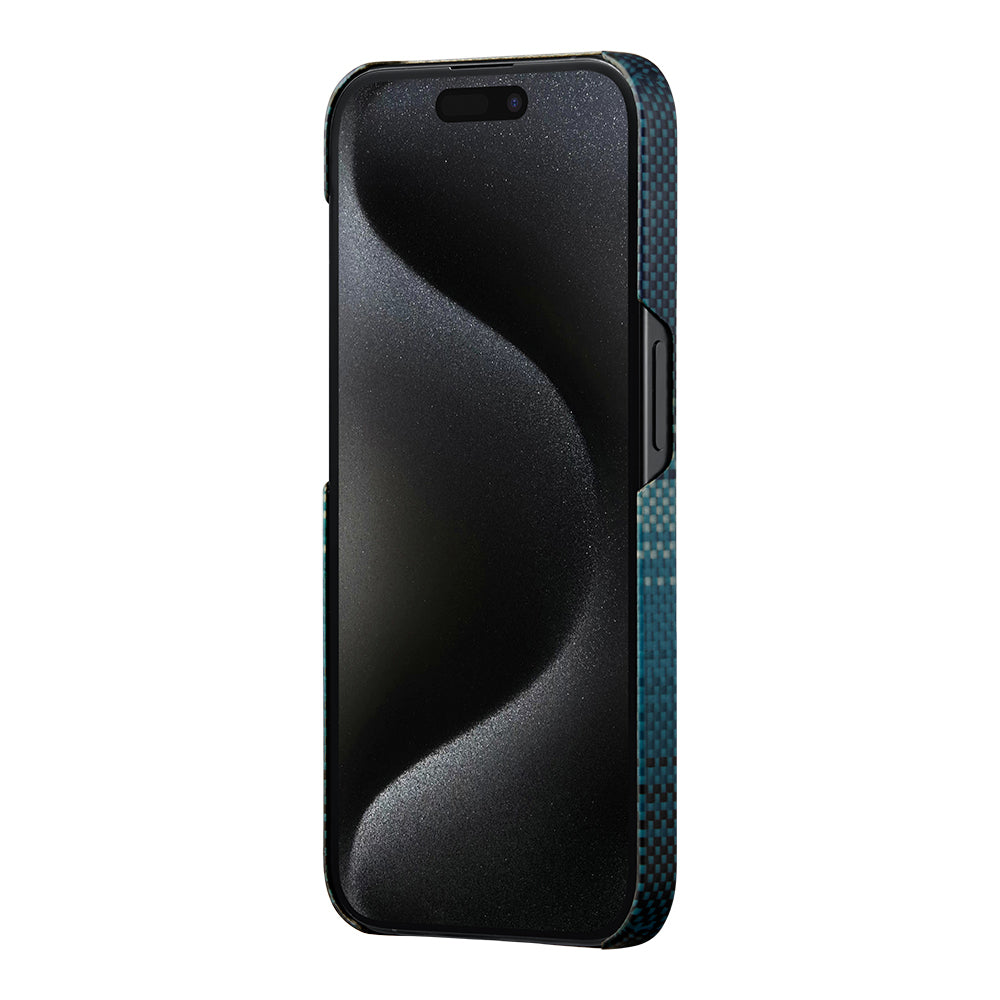 Apple iPhone 15 Pro Max Kılıf M-safe Şarj Özellikli Aramid Fiber Pitaka Tactile Woven Sunset-Moonrise Serisi Moonrise Kapak