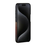 Apple iPhone 15 Pro Max Kılıf M-safe Şarj Özellikli Aramid Fiber Pitaka Tactile Woven Sunset-Moonrise Serisi Sunset Kapak