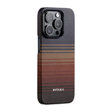 Apple iPhone 15 Pro Max Kılıf M-safe Şarj Özellikli Aramid Fiber Pitaka Tactile Woven Sunset-Moonrise Serisi Sunset Kapak