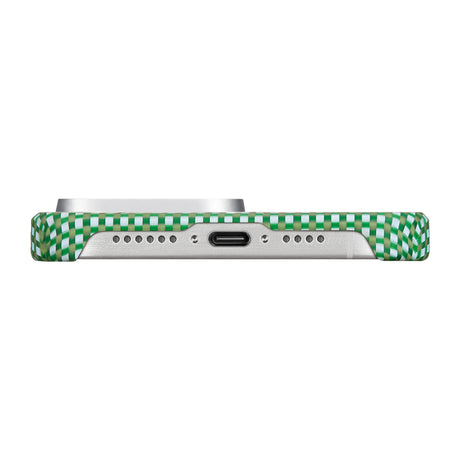 Apple iPhone 15 Pro Max Kılıf M-safe Şarj Özellikli Aramid Fiber Pitaka Ultra-Slim Classic Serisi Forest Green Kapak