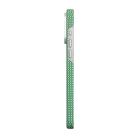 Apple iPhone 15 Pro Max Kılıf M-safe Şarj Özellikli Aramid Fiber Pitaka Ultra-Slim Classic Serisi Forest Green Kapak