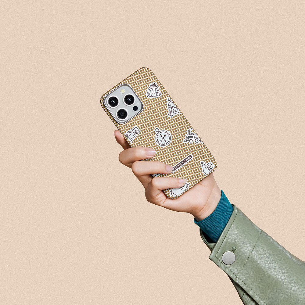 Apple iPhone 15 Pro Max Kılıf M-safe Şarj Özellikli Awa Tasarımlı 1500D Aramid Fiber Pitaka Ultra-Slim Classic Serisi Canyon Kapak