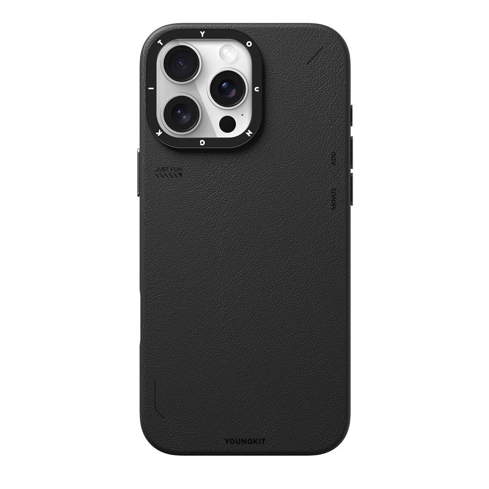 Apple iPhone 15 Pro Max Kılıf M-safe Şarj Özellikli Basit Mat Deri Desenli Youngkit Tech Fashion Serisi Kapak