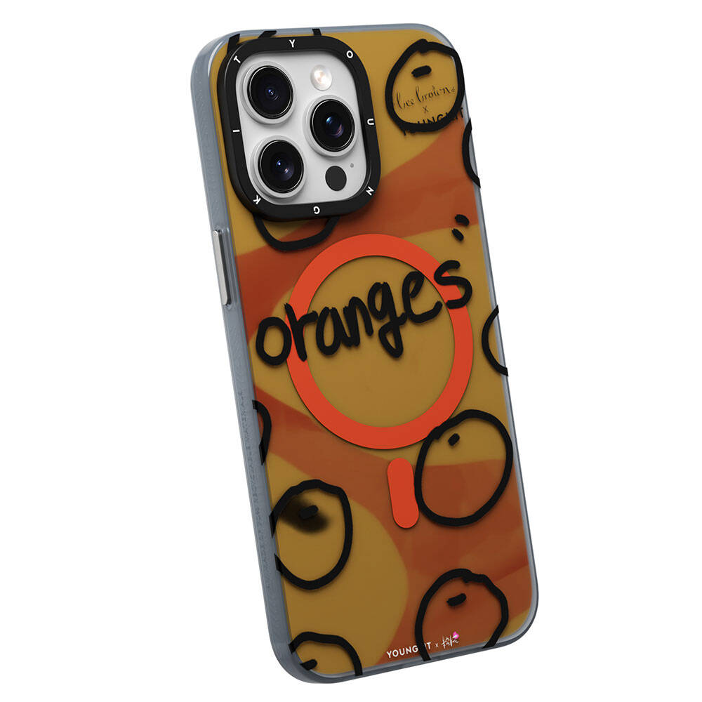 Apple iPhone 15 Pro Max Kılıf M-safe Şarj Özellikli Bee Brown Tasarımlı Youngkit Funny Serisi Kapak