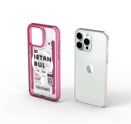Apple iPhone 15 Pro Max Kılıf M-safe Şarj Özellikli Bilet Desenli Wiwu Turkey B Serisi Kapak