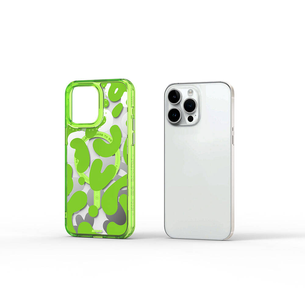 Apple iPhone 15 Pro Max Kılıf M-safe Şarj Özellikli Boya Desenli Wiwu Fluorescent G Serisi Kapak