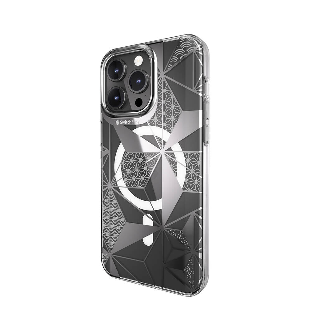 Apple iPhone 15 Pro Max Kılıf M-safe Şarj Özellikli Çift IMD Baskılı Lisanslı Switcheasy Artist-M Asanoha Kapak