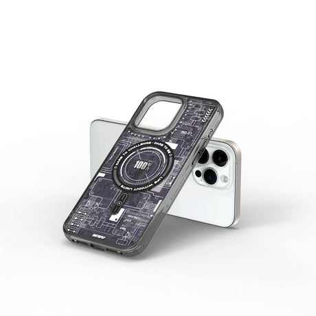 Apple iPhone 15 Pro Max Kılıf M-safe Şarj Özellikli Desenli Wiwu Mecha Circuit H Serisi Kapak