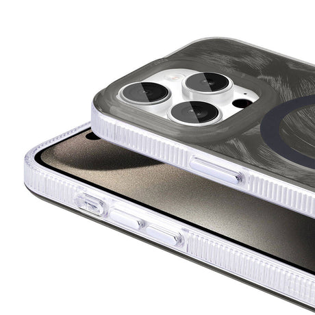 Apple iPhone 15 Pro Max Kılıf M-safe Şarj Özellikli Fırça Boya Desenli Zore Palet Kapak