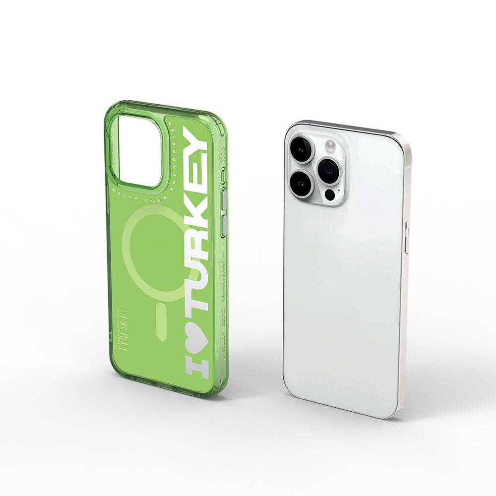 Apple iPhone 15 Pro Max Kılıf M-safe Şarj Özellikli I Love Turkey Yazı Desenli Wiwu Turkey E Serisi Kapak