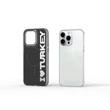 Apple iPhone 15 Pro Max Kılıf M-safe Şarj Özellikli I Love Turkey Yazı Desenli Wiwu Turkey E Serisi Kapak