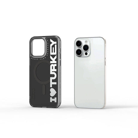 Apple iPhone 15 Pro Max Kılıf M-safe Şarj Özellikli I Love Turkey Yazı Desenli Wiwu Turkey E Serisi Kapak