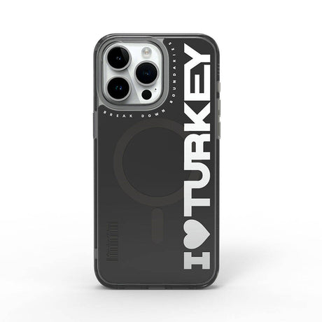 Apple iPhone 15 Pro Max Kılıf M-safe Şarj Özellikli I Love Turkey Yazı Desenli Wiwu Turkey E Serisi Kapak