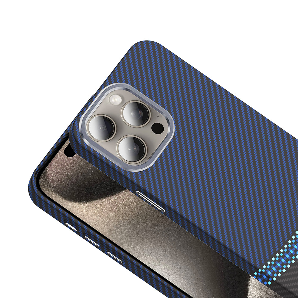 Apple iPhone 15 Pro Max Kılıf M-safe Şarj Özellikli Karbon Fiber Görünümlü Zore Gros Kapak