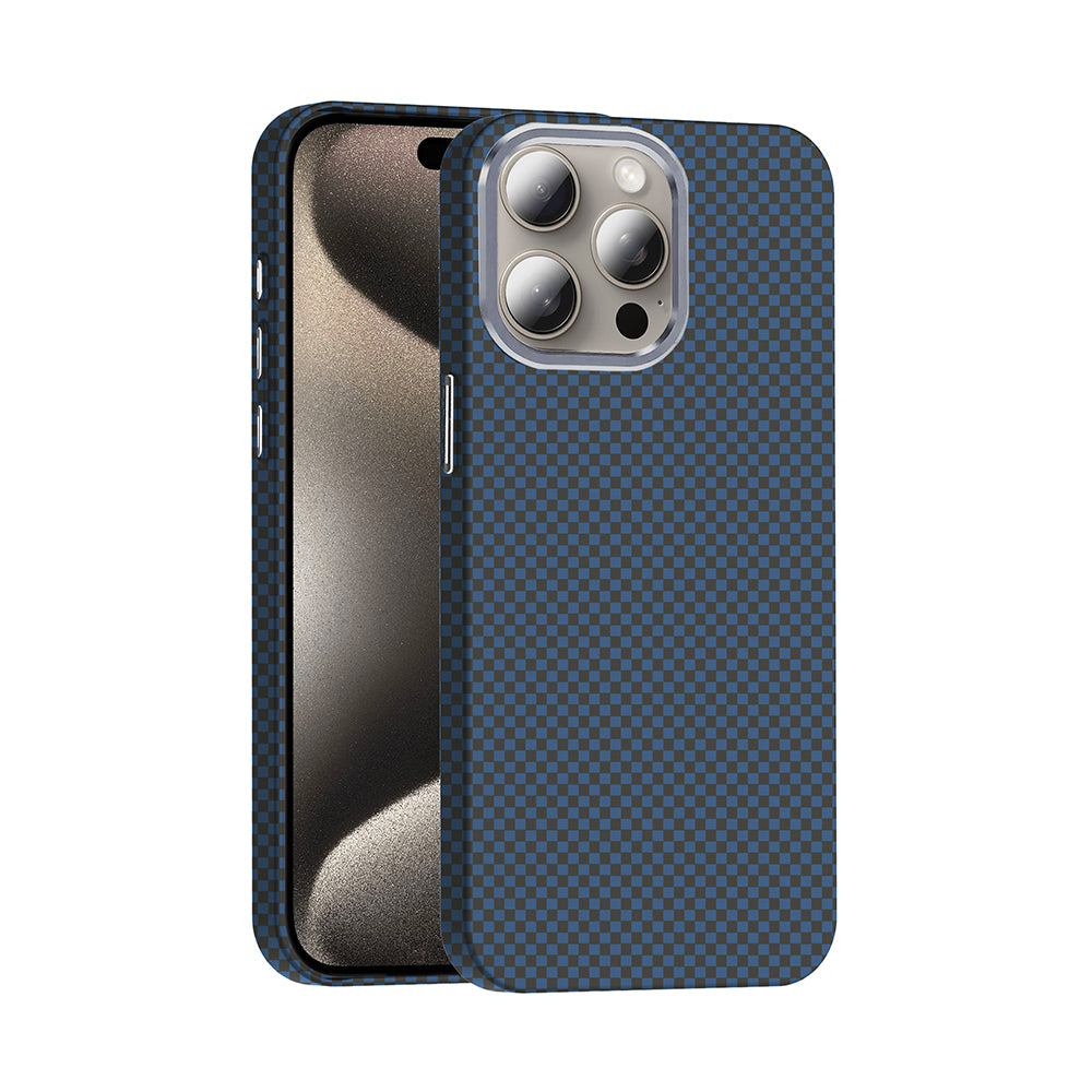 Apple iPhone 15 Pro Max Kılıf M-safe Şarj Özellikli Karbon Fiber Görünümlü Zore Gros Kapak