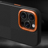 Apple iPhone 15 Pro Max Kılıf M-safe Şarj Özellikli Karbon Fiber Görünümlü Zore Kamp Kapak