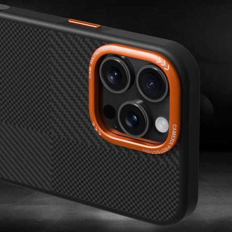 Apple iPhone 15 Pro Max Kılıf M-safe Şarj Özellikli Karbon Fiber Görünümlü Zore Kamp Kapak