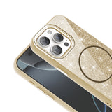 Apple iPhone 15 Pro Max Kılıf M-safe Şarj Özellikli Parlayan Simli Zore Okso Kapak