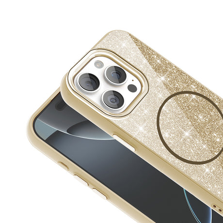 Apple iPhone 15 Pro Max Kılıf M-safe Şarj Özellikli Parlayan Simli Zore Okso Kapak