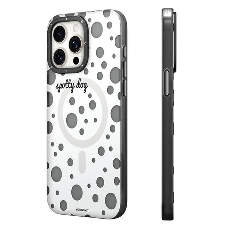 Apple iPhone 15 Pro Max Kılıf M-safe Şarj Özellikli Polka Dot Desenli Youngkit Spots Serisi Kapak