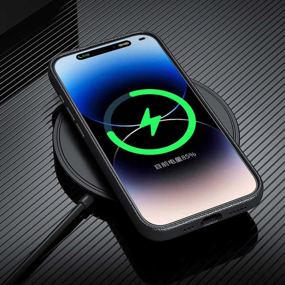 Apple iPhone 15 Pro Max Kılıf M-safe Şarj Özellikli PU Deri Zore Adora Kapak