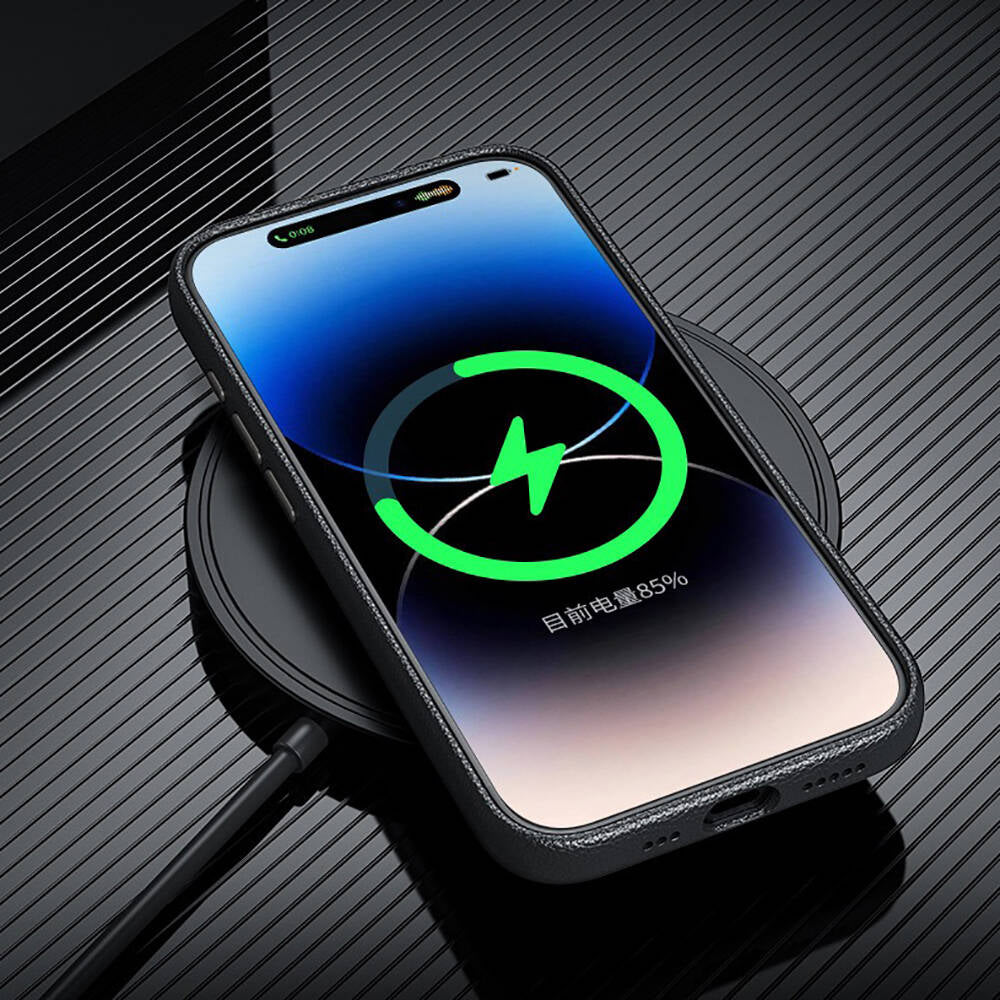 Apple iPhone 15 Pro Max Kılıf M-safe Şarj Özellikli PU Deri Zore Adora Kapak