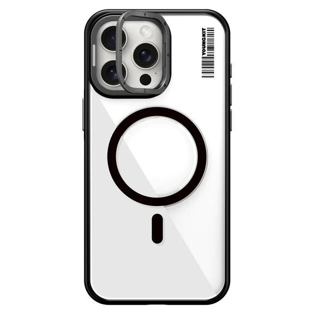 Apple iPhone 15 Pro Max Kılıf M-safe Şarj Özellikli Sararma Önleyici Youngkit Crystal Grid Kapak