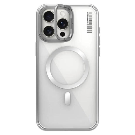 Apple iPhone 15 Pro Max Kılıf M-safe Şarj Özellikli Sararma Önleyici Youngkit Crystal Grid Kapak