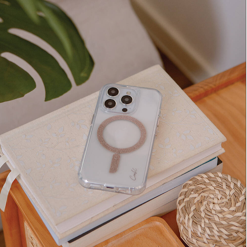 Apple iPhone 15 Pro Max Kılıf M-safe Şarj Özellikli Simli Magnetik Coehl Glace Kapak