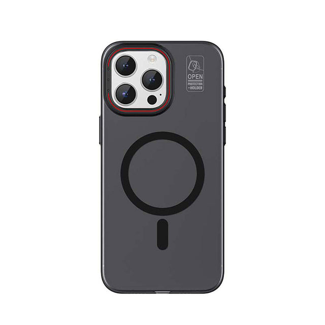 Apple iPhone 15 Pro Max Kılıf M-safe Şarj Özellikli Standlı Metal Kamera Çerçeveli Mat Recci Glaze Serisi Kapak