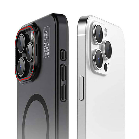 Apple iPhone 15 Pro Max Kılıf M-safe Şarj Özellikli Standlı Metal Kamera Çerçeveli Mat Recci Glaze Serisi Kapak
